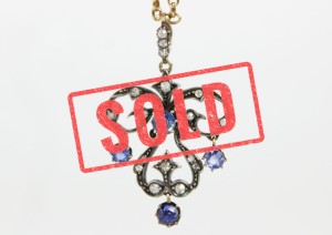 BOGATA ZAWIESZKA DIAMENTY SZAFIRY SECESJA