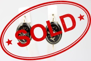 KOLCZYKI BIEDERMEIER CZARNA EMALIA PERŁY ZŁOTO