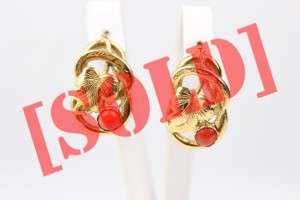 ZŁOTE KOLCZYKI Z KORALEM XIX WIEK 