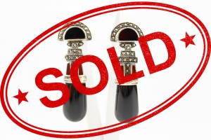 KOLCZYKI ART DECO ONYKS TURKUS SREBRO