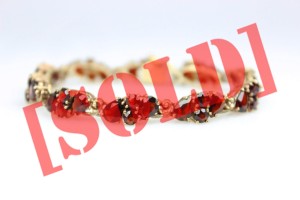 PRZEDWOJENNA BRANSOLETKA ZŁOTO Z GRANATAMI