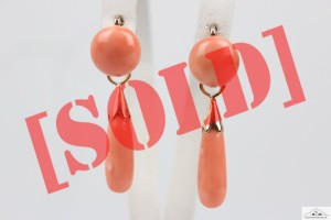 ANTYCZNE KOLCZYKI SOPLE KORAL SZLACHETNY ZŁOTO