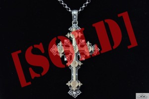 OKAZAŁY KRZYŻ BISKUPI ZŁOTO SREBRO EMALIA