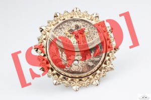 OKAZAŁA BROSZKA Z PERŁAMI XIX WIEK SREBRO ZLOCONE