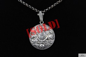 SECESYJNA ZAWIESZKA Z RÓŻAMI SREBRO 800