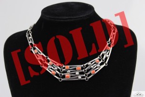 NASZYJNIK ORNO SREBRO KORAL SZLACHETNY