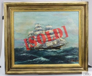 ŻAGLOWIEC SV CUTTY SARK DUŻY OBRAZ OLEJNY 1928