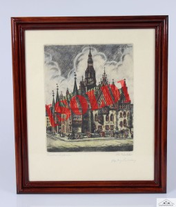 WROCŁAW BRESLAU GRAFIKA KOLOROWANA AKWAFORTA