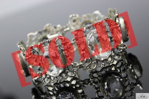PRZEDWOJENNA BRANSOLETKA Z KRYSZTAŁEM GÓRSKIM SREBRO