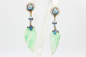  KOLCZYKI  RZEŹBIONY JADEIT SREBRO CHINKA CHINY