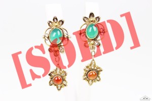 CHIŃSKIE KOLCZYKI Z CHRYZOPRAZEM I KARNEOLEM SREBRO