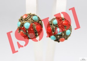 FILIGRANOWE KOLCZYKI TURKUS KORAL CHINKA