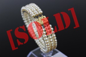 ZŁOTA TRZYRZĘDOWA BRANSOLETKA Z PERŁAMI 