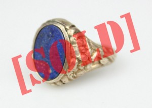 SECESYJNY SYGNET LAPIS LAZULI ZŁOCONE SREBRO R19