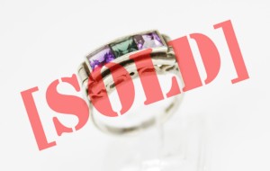 PIERŚCIONEK ART DECO AMETYSTY I SPINEL SREBRO