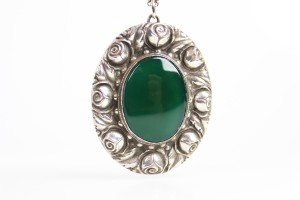 SECECYJNA ZAWIESZKA ZIELONY AGAT SREBRO