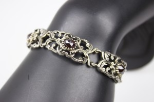 SEGMENTOWA BRANSOLETKA Z GRANATAMI SREBRO 800