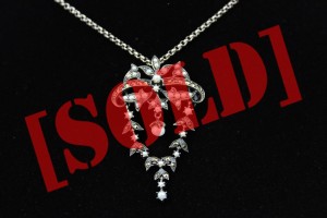 SECESYJNY BROSZKO WISIOR Z PERŁAMI SREBRO