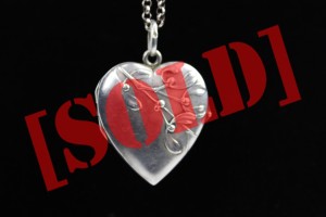 SECESYJNY SEKRETNIK SERCE JEMIOŁA SREBRO 800