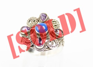 FILIGRANOWY PIERŚCIONEK CHINKA LAPIS LAZULI AMETYSTY R23