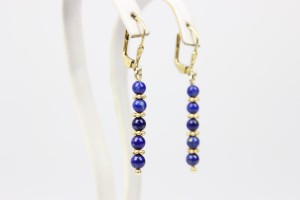 SUBTELNE KOLCZYKI LAPIS LAZILI SREBRO ZŁOCONE