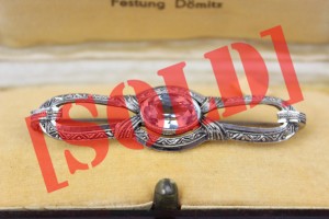 BROSZKA ART DECO NIEBIESKI SPINEL SREBRO