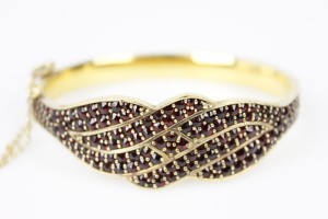 EKSKLUZYWNA BRANSOLETKA Z GRANATAMI SREBRO ZŁOCONE