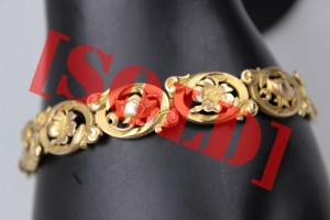 DEKORACYJNA BRANSOLETKA SECESJA  ZŁOTO DOUBLE