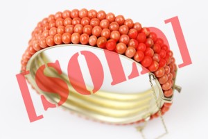 CZTERORZĘDOWA BRANSOLETKA  KORAL SZLACHETNY SREBRO