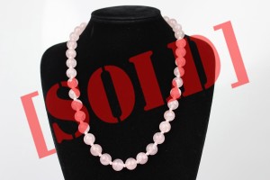 NASZYJNIK CHINKA RÓŻOWY KWARC SREBRO ZŁOCONE