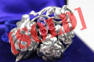 SECESYJNA OKAZAŁA BROSZKA THEODOR FAHRNER AMETYSTY