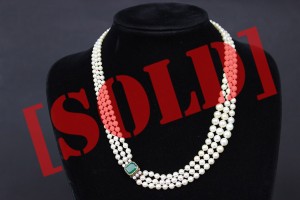 LUKSUSOWY NASZYJNIK DIAMENTY PERŁY SZMARAGD ZŁOTO