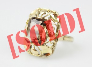 FRANCUSKI PIERŚCIONEK Z KWARCEM DYMNYM ZŁOTO SREBRO