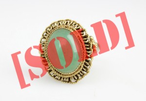 STARY  PIERŚCIONEK CHINKA SREBRO JADEIT