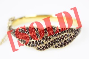 EKSKLUZYWNA BRANSOLETKA Z GRANATAMI SREBRO ZŁOCONE