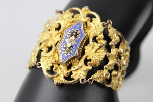 FRANCUSKA BRANSOLETKA NAPOLEON III EMALIA ZŁOCENIE