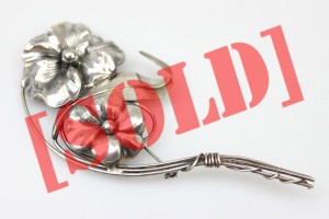 POTĘŻNA KWIATOWA BROSZKA ART NOUVEAU STERLING