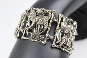 BRANSOLETA ART DECO JAPONIZM  SREBRO 800